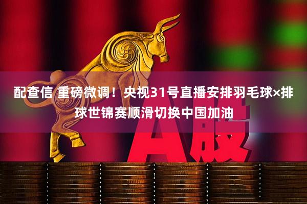 配查信 重磅微调！央视31号直播安排羽毛球×排球世锦赛顺滑切换中国加油